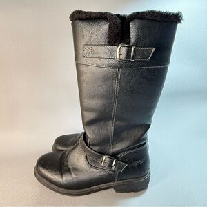 Weatherproof Black Faux Leather Faux Fur Knee-High Winter Boots 9W